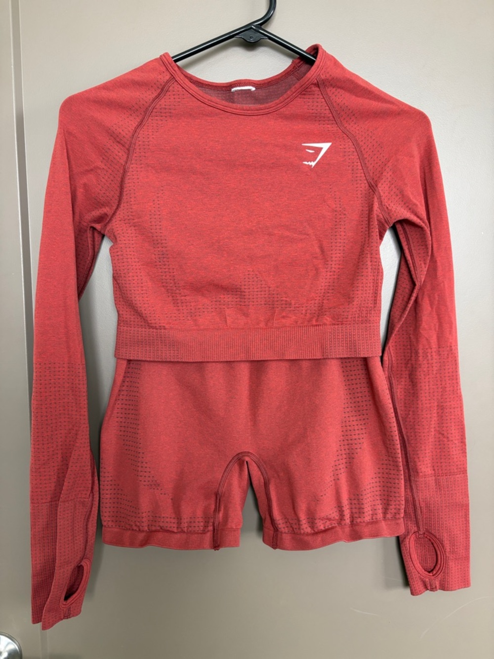 Gymshark Seamless Crop Top & High-Waist Shorts in Brick Red